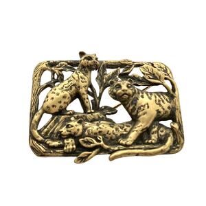 Vintage Dennis Basso Big Cat Brooch Gold Tone